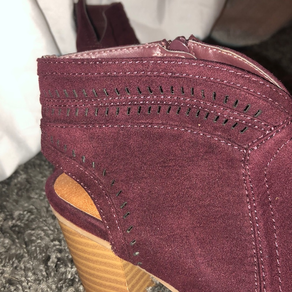Maroon Open-Toe Booties - Picture 3 of 3